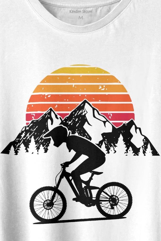 Bisiklet Doğa Gezi Turu Outdoor Travel Retro Baskılı Tişört Unisex T-shirt (1)