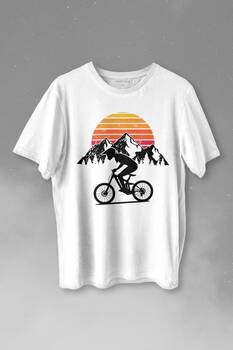 Bisiklet Doğa Gezi Turu Outdoor Travel Retro Baskılı Tişört Unisex T-shirt - 1