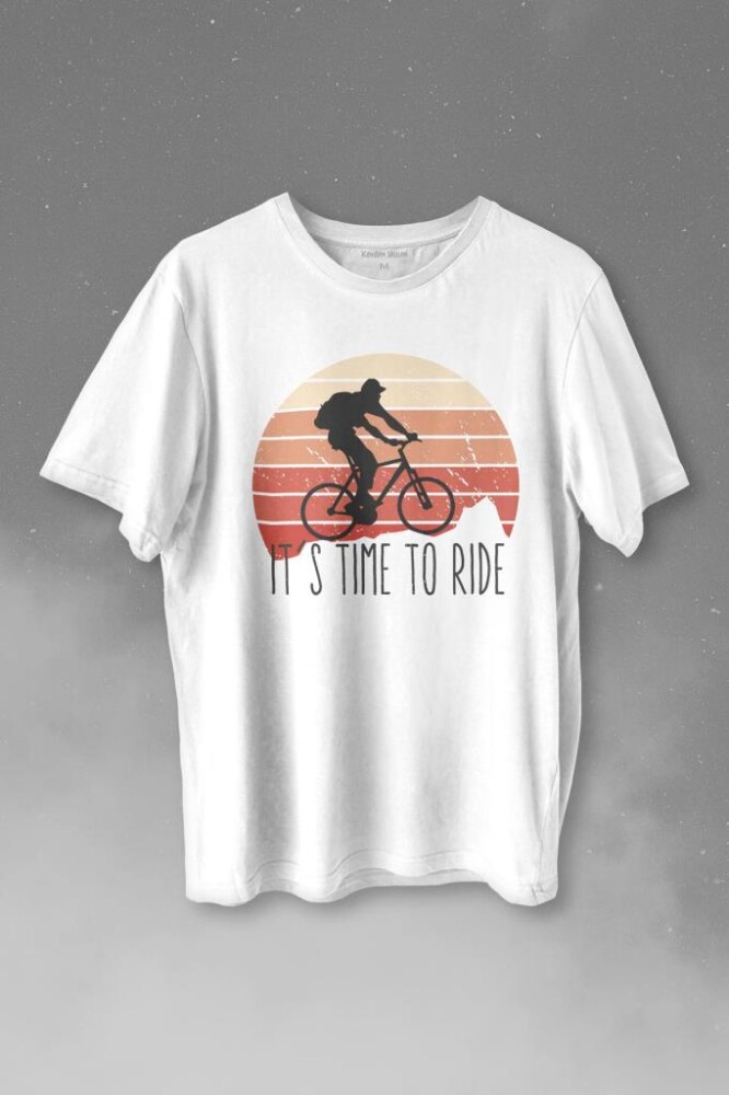 Bisiklet Mountain Bike Time To Ride Outdoor Gezgin Travel Baskılı Tişört Unisex T-shirt - KENDİM SEÇTİM