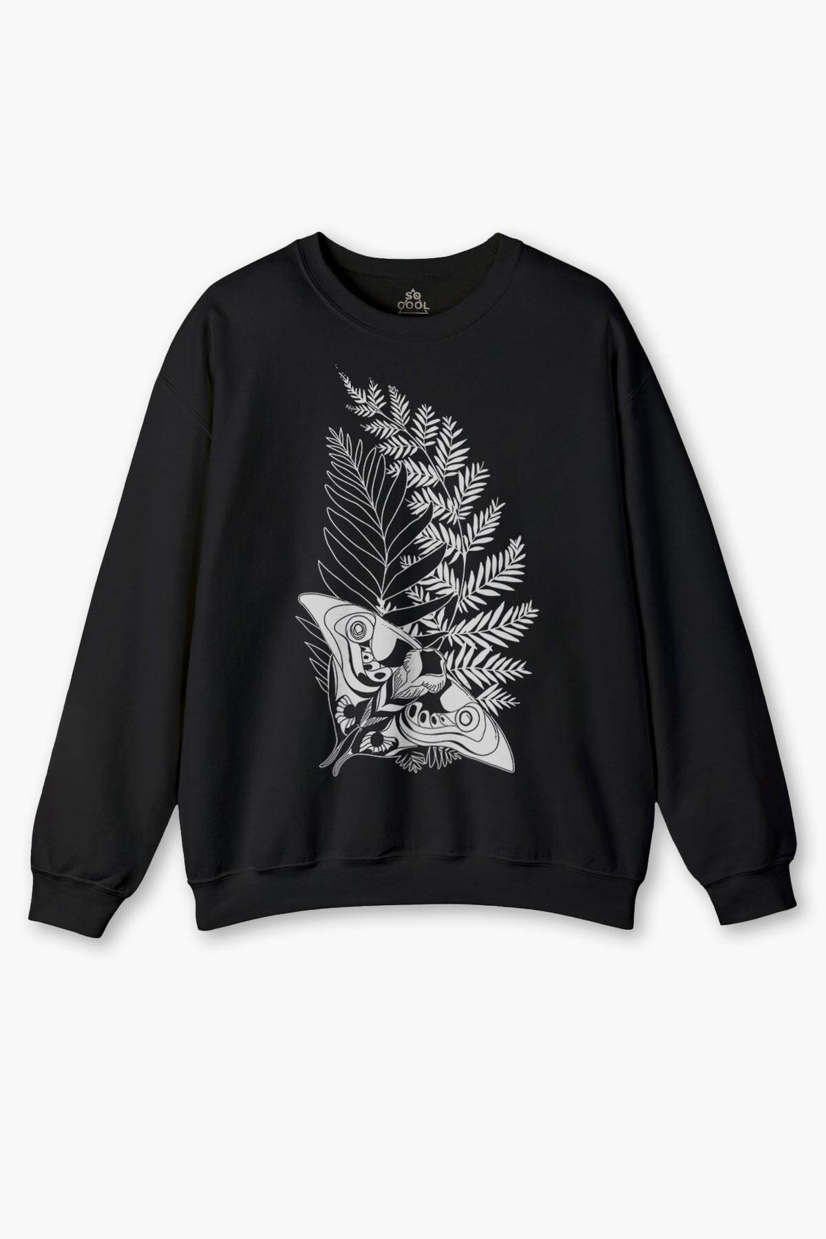 Bisiklet Yaka Sweatshirt Firefly Oyun Game Last Of Us Kelebek Siyah Baskılı Sweat - 1