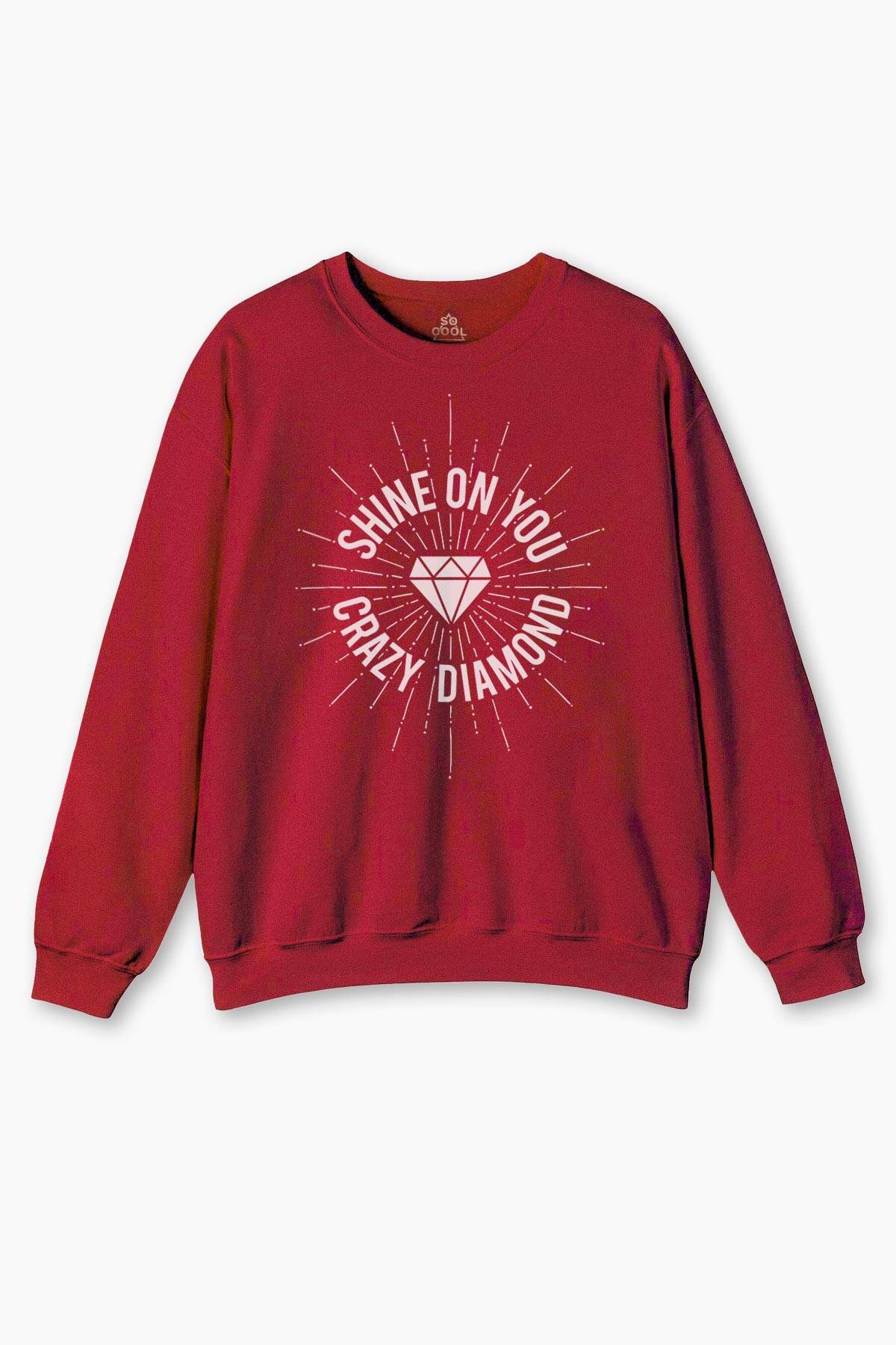 Bisiklet Yaka Sweatshirt Shine On You Crazy Diamond Pink Floyd Baskılı Sweat - 1