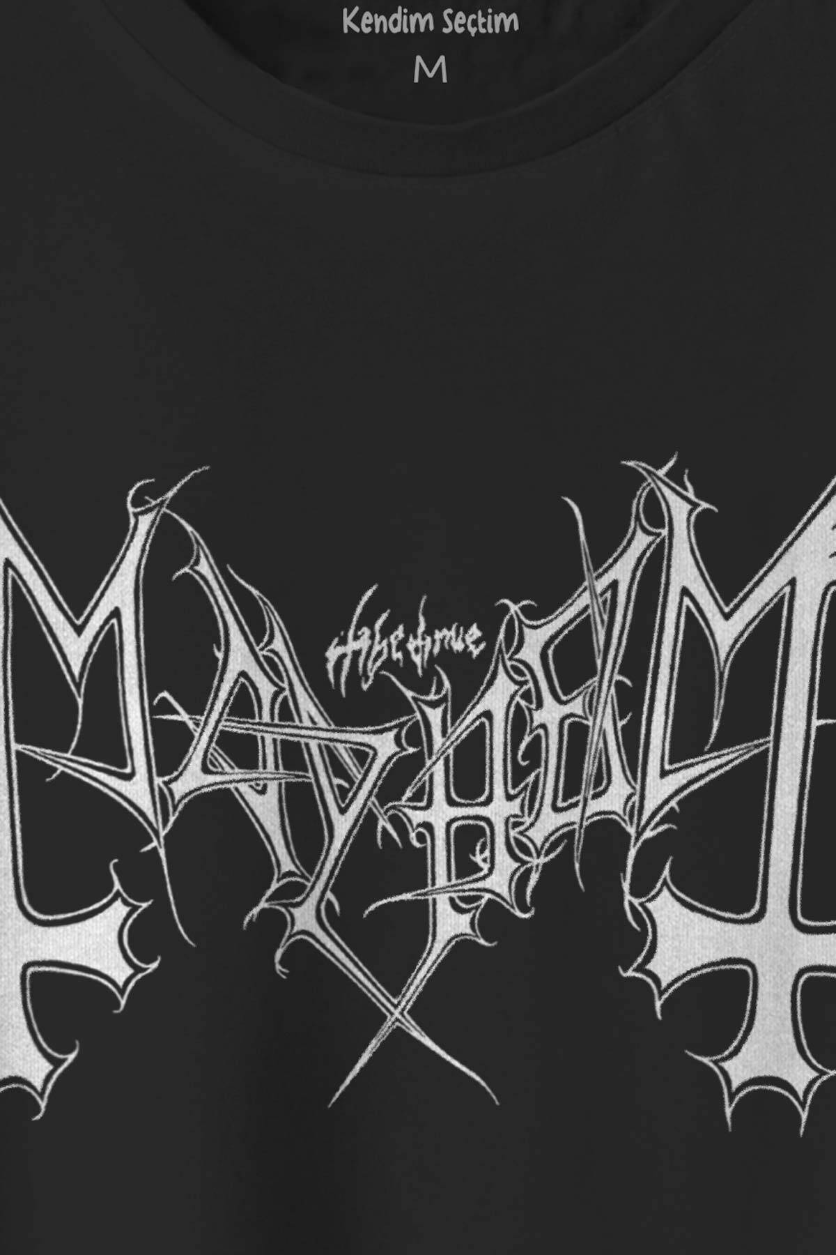 Black Metal Mayhem Tişört Music Rock Baskılı Unisex Regular Fit Pamuklu T-shirt (1)