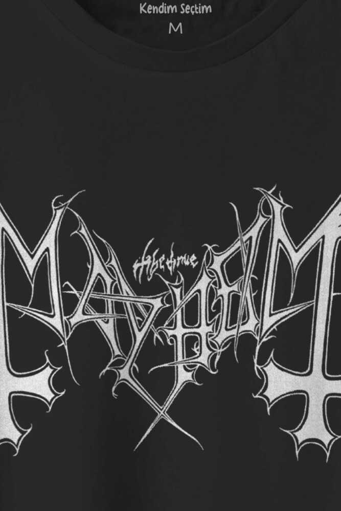 Black Metal Mayhem Tişört Music Rock Baskılı Unisex Regular Fit Pamuklu T-shirt (1)