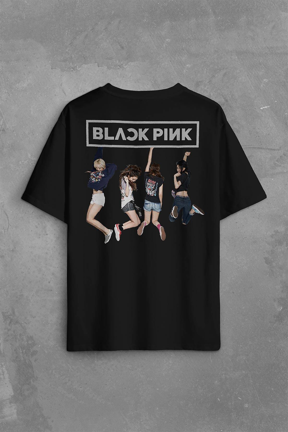 Black Pink BlackPink Kaset Müzik Güney Kore Sırt Ön Baskılı Oversize Tişört Unisex T-Shirt OVR12S1986 - 2