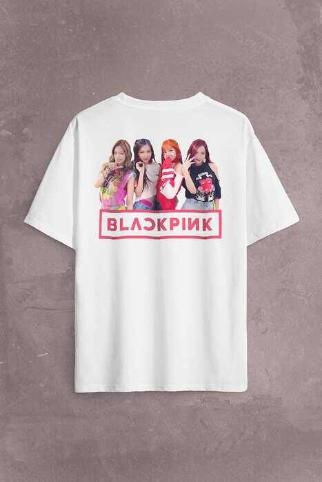 Black Pink BlackPink Kaset Müzik Güney Kore Sırt Ön Baskılı Oversize Tişört Unisex T-Shirt OVR12B1985 - 1