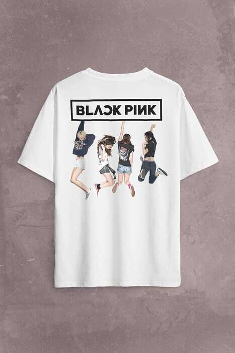 Black Pink BlackPink Kaset Müzik Güney Kore Sırt Ön Baskılı Oversize Tişört Unisex T-Shirt OVR12B1986 - 1