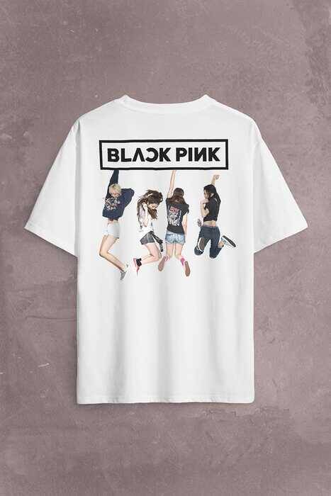 Black Pink BlackPink Kaset Müzik Güney Kore Sırt Ön Baskılı Oversize Tişört Unisex T-Shirt OVR12B1986 - 1