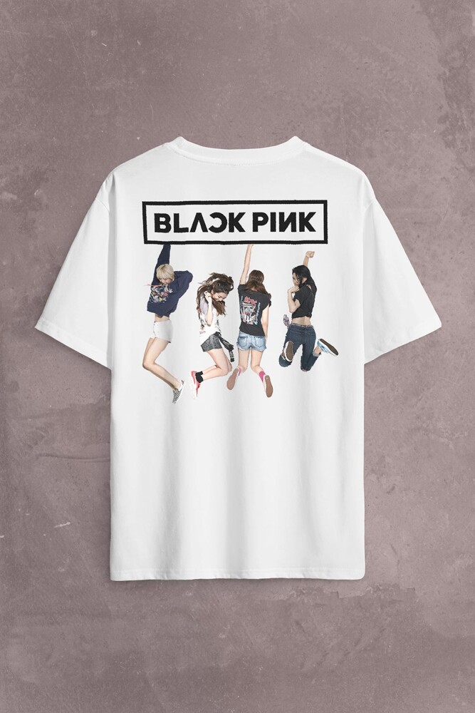 Black Pink BlackPink Kaset Müzik Güney Kore Sırt Ön Baskılı Oversize Tişört Unisex T-Shirt OVR12B1986 - 1