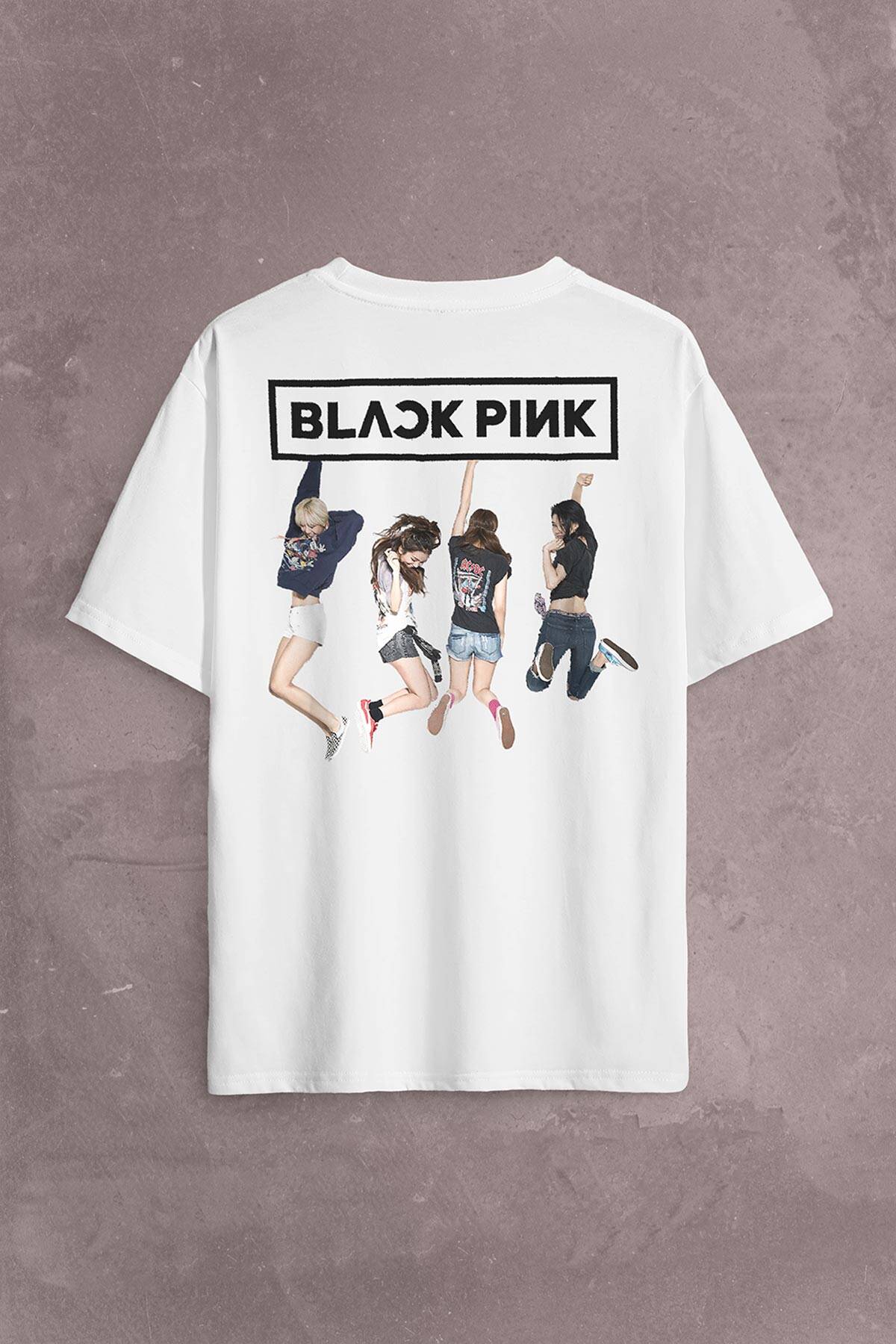 Black Pink BlackPink Kaset Müzik Güney Kore Sırt Ön Baskılı Oversize Tişört Unisex T-Shirt OVR12B1986 - 1