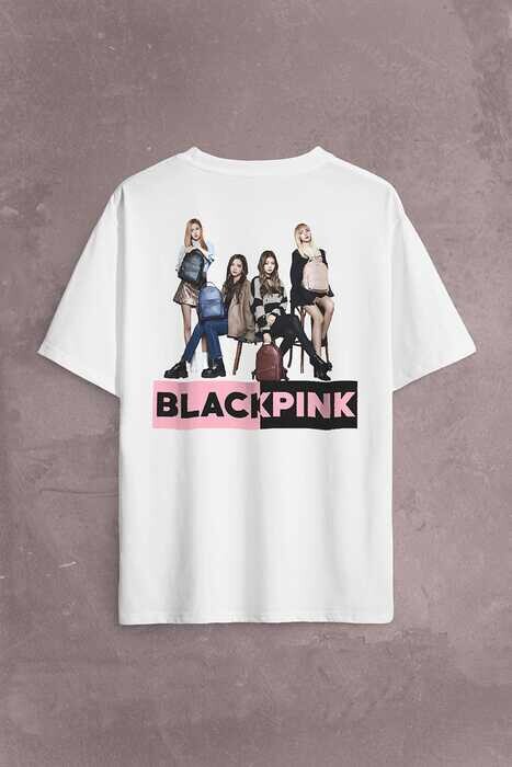 Black Pink BlackPink Kaset Müzik Güney Kore Sırt Ön Baskılı Oversize Tişört Unisex T-Shirt OVR12B1988 - 1