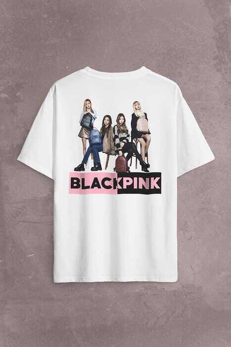Black Pink BlackPink Kaset Müzik Güney Kore Sırt Ön Baskılı Oversize Tişört Unisex T-Shirt OVR12B1988 - 1
