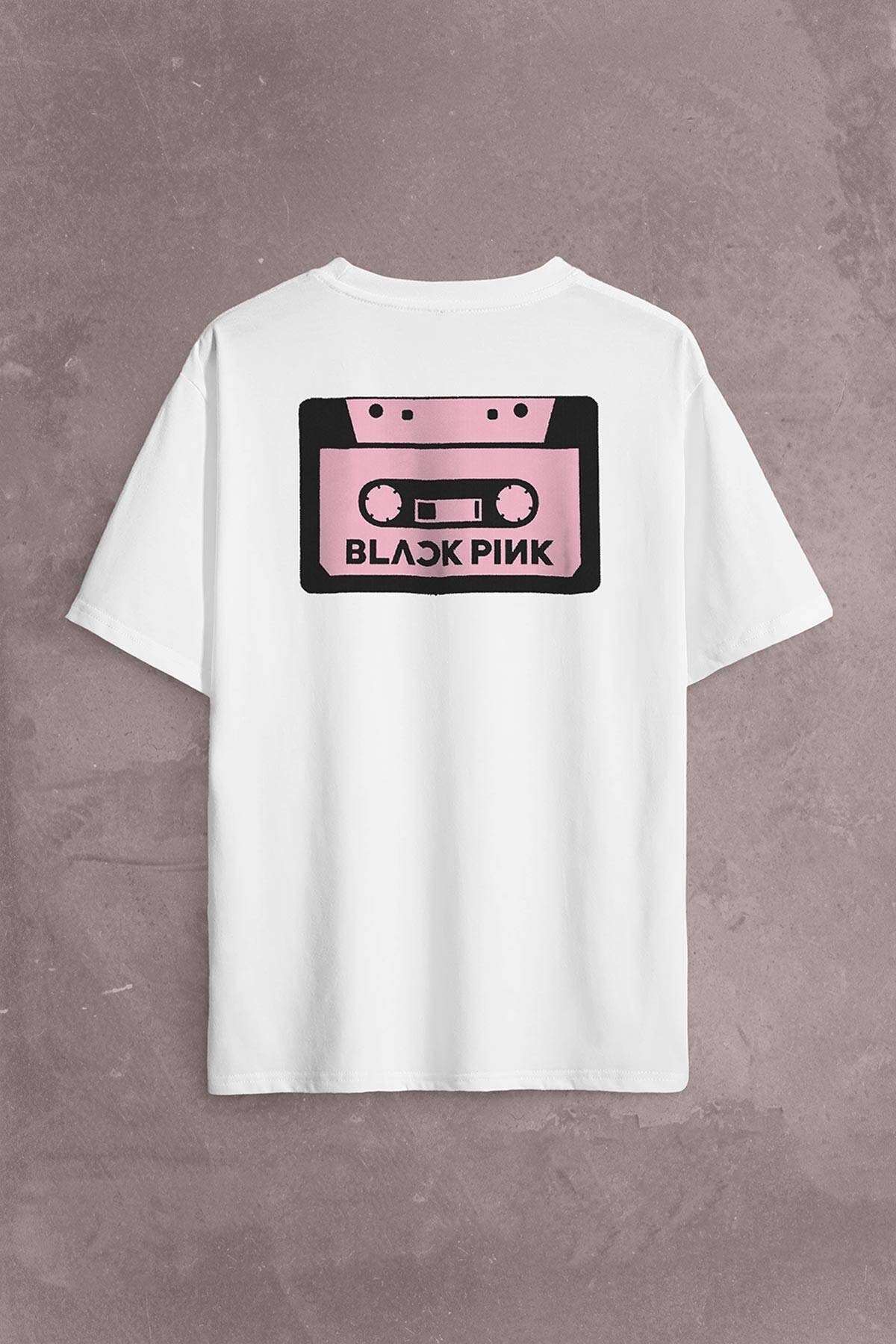 Black Pink BlackPink Kaset Müzik Güney Kore Sırt Ön Baskılı Oversize Tişört Unisex T-Shirt OVR12B1989 - 1