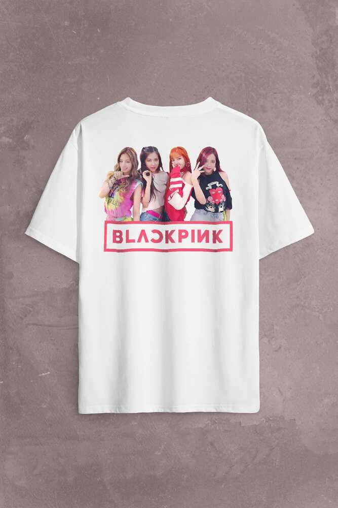 Black Pink BlackPink Kaset Müzik Güney Kore Sırt Ön Baskılı Oversize Tişört Unisex T-Shirt OVR12B1985 - 1