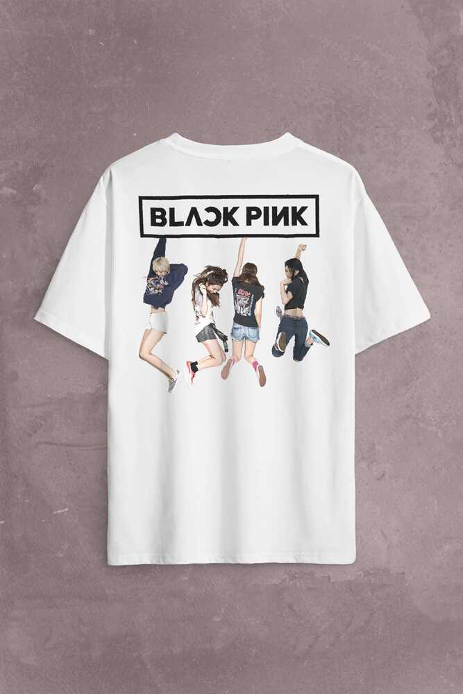 Black Pink BlackPink Kaset Müzik Güney Kore Sırt Ön Baskılı Oversize Tişört Unisex T-Shirt OVR12B1986 - 1