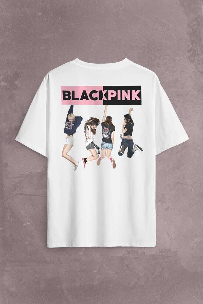 Black Pink BlackPink Kaset Müzik Güney Kore Sırt Ön Baskılı Oversize Tişört Unisex T-Shirt OVR12B1987 - 1