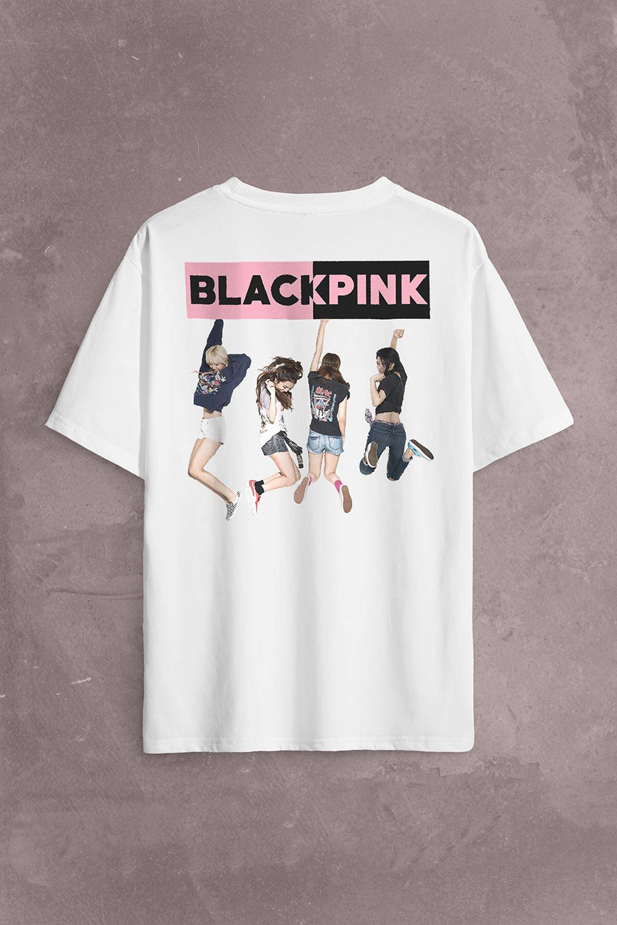 Black Pink BlackPink Kaset Müzik Güney Kore Sırt Ön Baskılı Oversize Tişört Unisex T-Shirt OVR12B1987