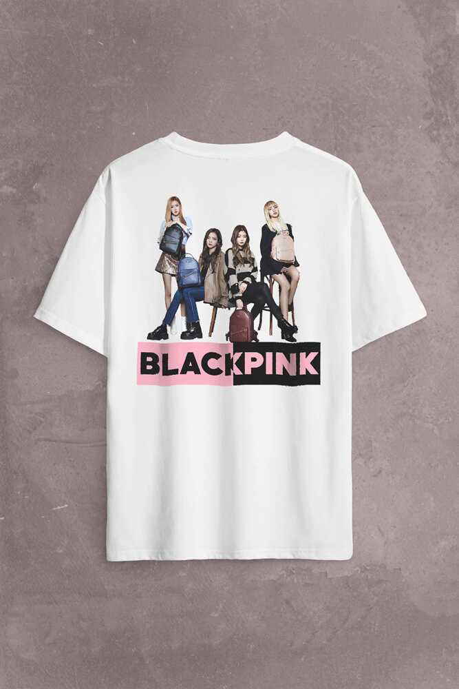 Black Pink BlackPink Kaset Müzik Güney Kore Sırt Ön Baskılı Oversize Tişört Unisex T-Shirt OVR12B1988 - 1