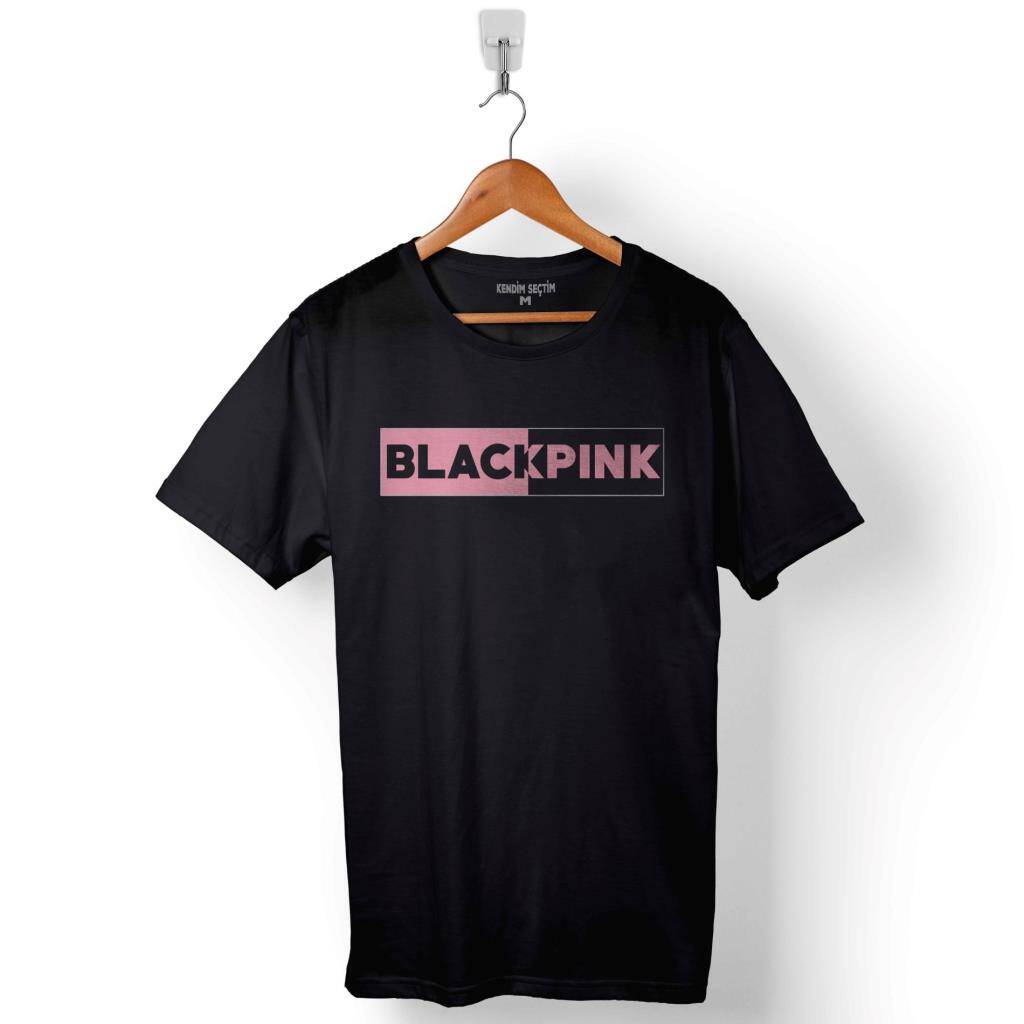 Black Pink BlackPink Logo Baskılı Tişört Unisex T-Shirt - 1
