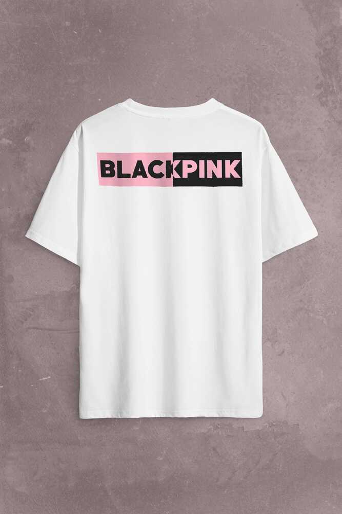 Black Pink BlackPink Logo Sırt Ön Baskılı Oversize Tişört Unisex T-Shirt (1)