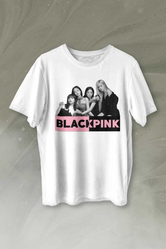 Black Pink Grubu Karakterleri Sanatçıları Baskılı Tişört Unisex T-shirt - 1