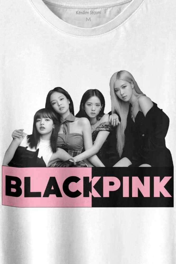 Black Pink Grubu Karakterleri Sanatçıları Baskılı Tişört Unisex T-shirt - 2