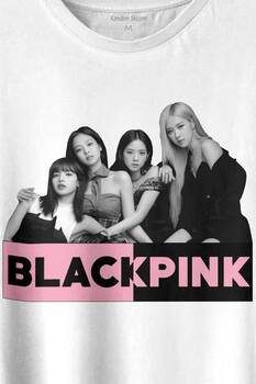 Black Pink Grubu Karakterleri Sanatçıları Baskılı Tişört Unisex T-shirt - 2