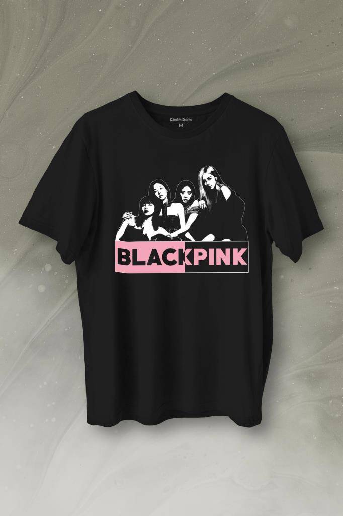 Black Pink Grubu Karakterleri Sanatçıları Baskılı Tişört Unisex T-Shirt - 1