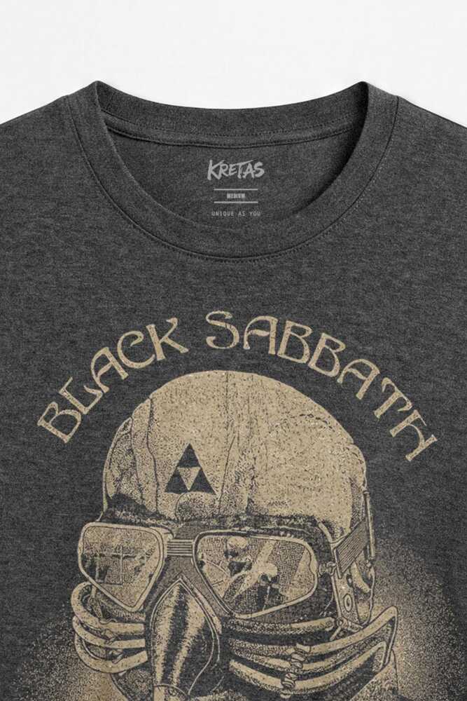 Black Sabbath Heavy Metal Rock Arc Reactor Unisex Regular Fit Antrasit Melanj Tişört (1)
