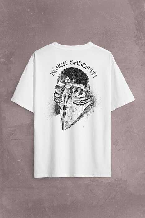 Black Sabbath Rock Heavy Metal Arc Reactor Sırt Ön Baskılı Oversize Tişört Unisex T-Shirt - 2