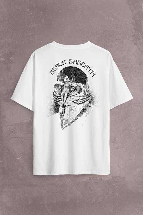 Black Sabbath Rock Heavy Metal Arc Reactor Sırt Ön Baskılı Oversize Tişört Unisex T-Shirt - 2