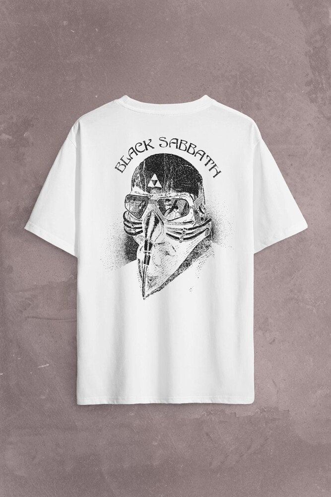 Black Sabbath Rock Heavy Metal Arc Reactor Sırt Ön Baskılı Oversize Tişört Unisex T-Shirt - 2
