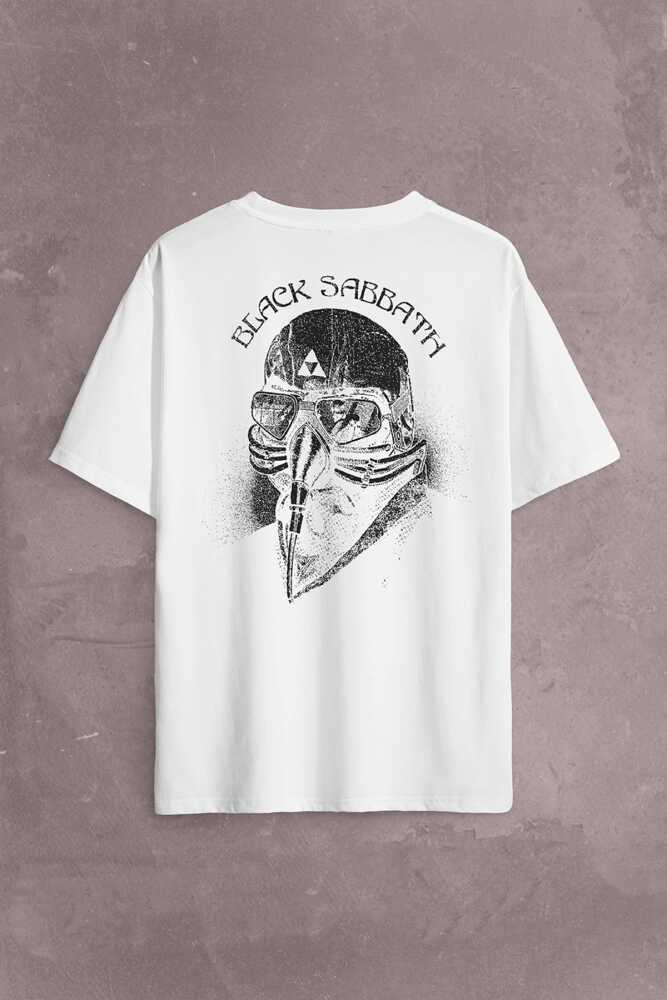 Black Sabbath Rock Heavy Metal Arc Reactor Sırt Ön Baskılı Oversize Tişört Unisex T-Shirt (1)