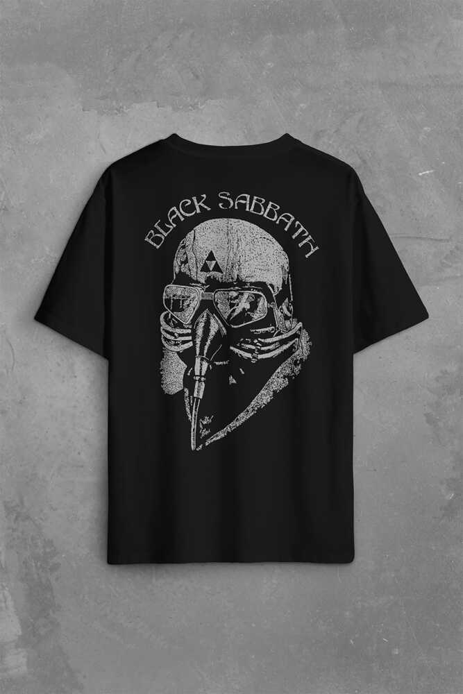 Black Sabbath Rock Heavy Metal Arc Reactor Sırt Ön Baskılı Oversize Tişört Unisex T-Shirt (1)