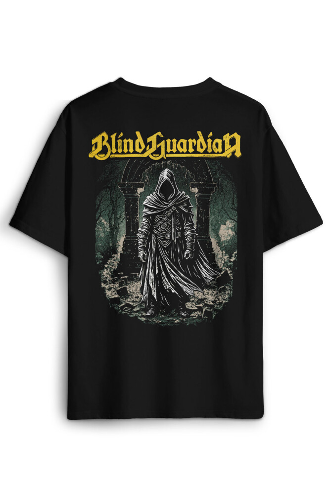 Blind Guardian Siyah Oversize Tişört Power Metal Music Baskılı Unisex T-shirt - 1
