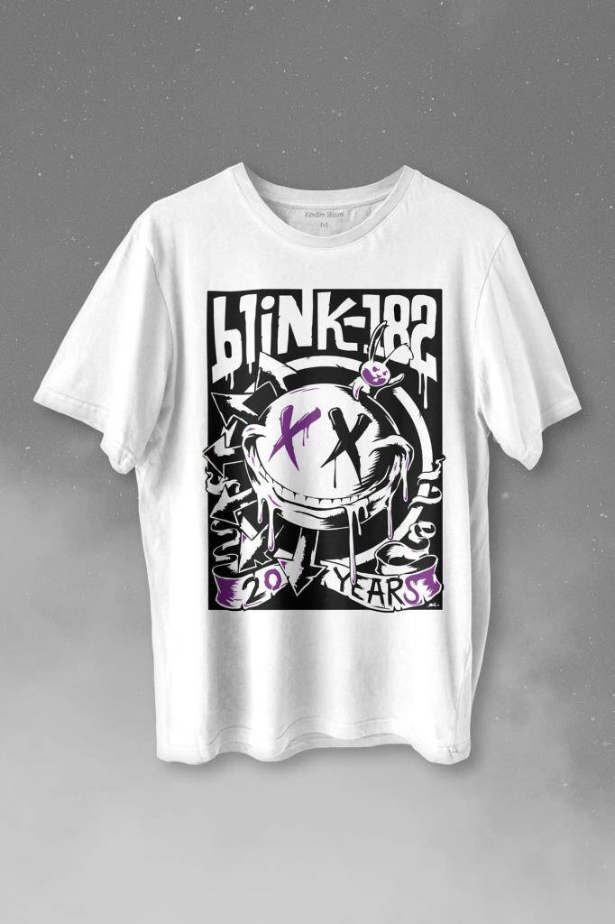 Blink 182 Punk 20 Years Yirminci Yıl Rock Music Müzik Baskılı Tişört Unisex T-shirt - 1