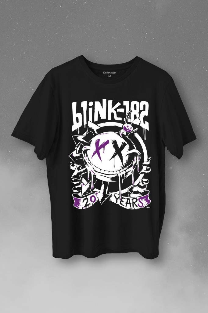 Blink 182 Punk 20 Years Yirminci Yıl Rock Music Müzik Baskılı Tişört Unisex T-Shirt - 1