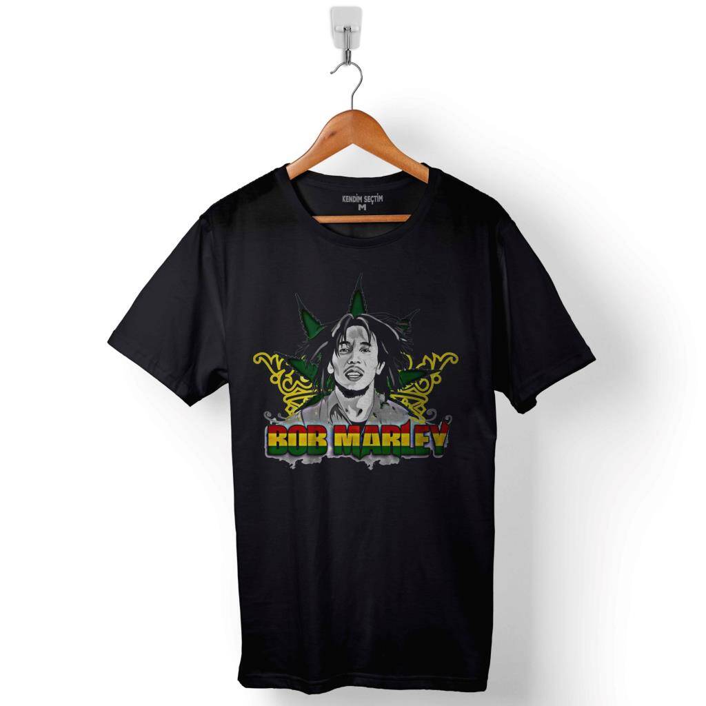Bob Marley Peace Raggae Love Music Baskılı Tişört Unisex T-Shirt - 1