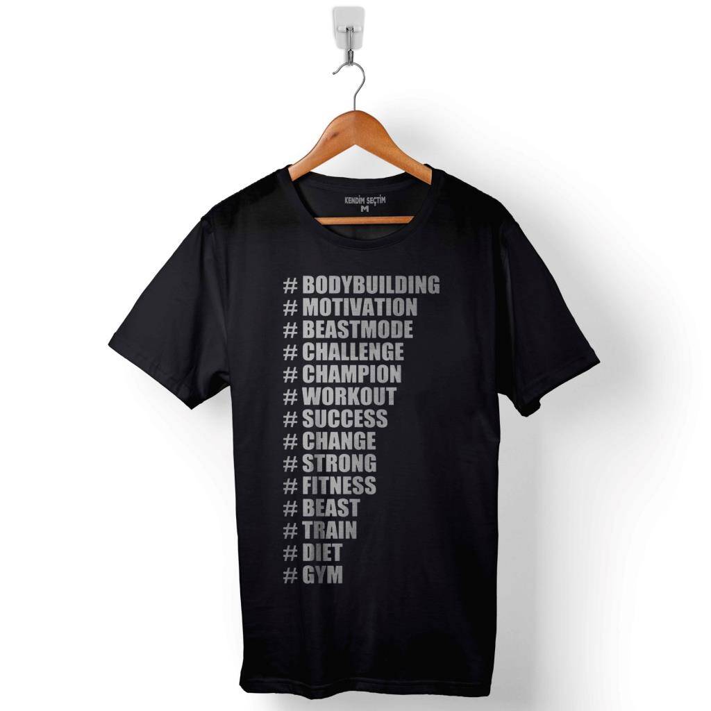 Bodybuilding Motıvation Vücut Geliştirme Halter Baskılı Tişört Unisex T-Shirt - 1