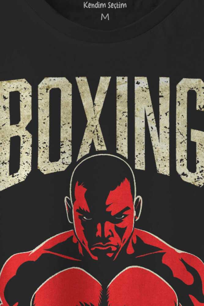 Boks Boxing Punch Hard Think Fast Spor Fight Baskılı Tişört Unisex Siyah T-shirt - 2