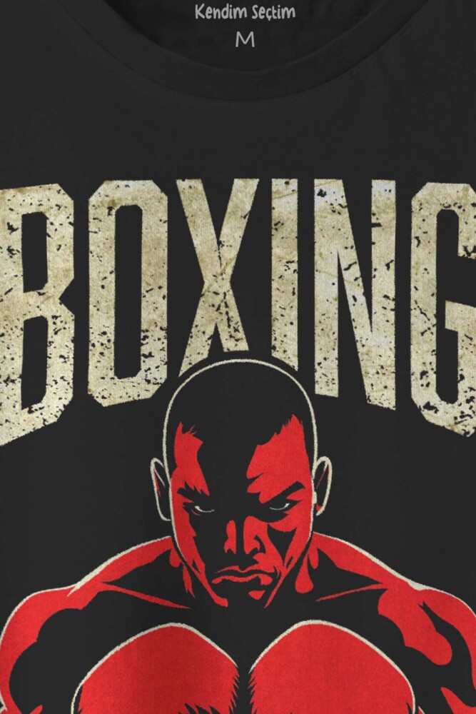 Boks Boxing Punch Hard Think Fast Spor Fight  Baskılı Tişört Unisex Siyah T-shirt - 2