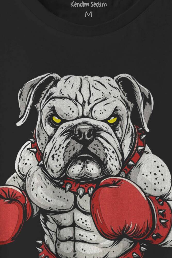 Boks Eldivenli Bulldog Boxing Gym Spor Baskılı Siyah Regular Fit Tişört - 2