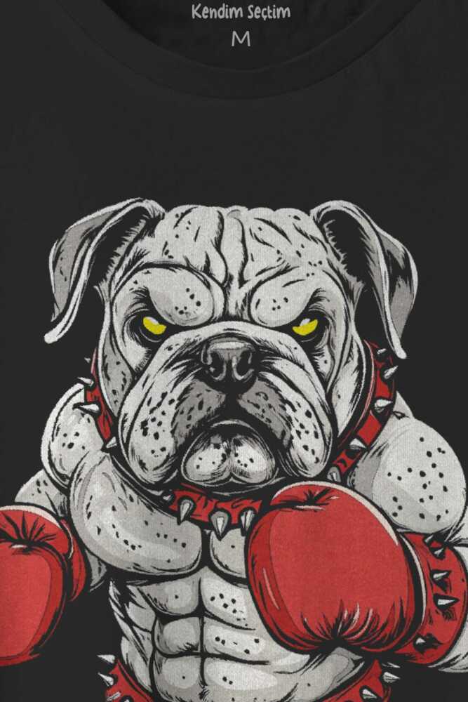 Boks Eldivenli Bulldog Boxing Gym Spor Baskılı Siyah Regular Fit Tişört (1)