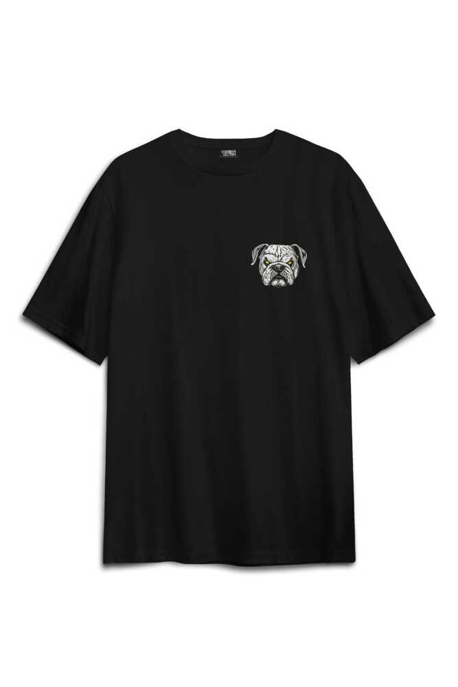 Boks Eldivenli Bulldog Boxing Köpek Fight Spor Gym Baskılı Oversize T-shirt Siyah Unisex Tişört - 2
