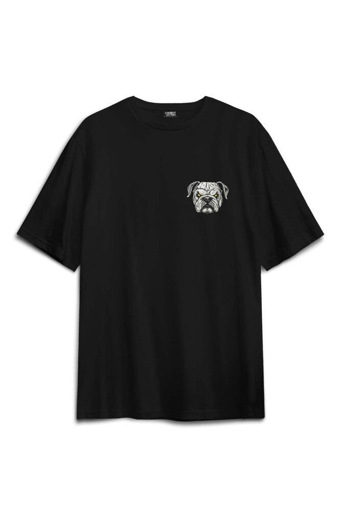 Boks Eldivenli Bulldog Boxing Köpek Fight Spor Gym Baskılı Oversize T-shirt Siyah Unisex Tişört (1)