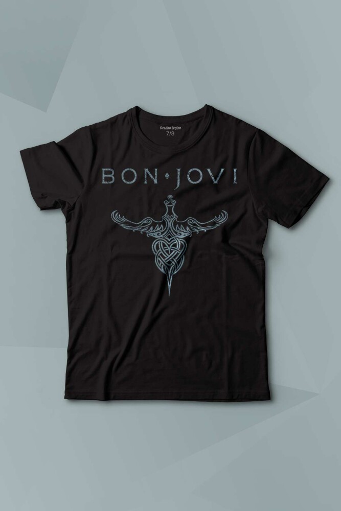 Bon Jovi Rock Music Gitar Müzik Baskılı Çocuk Tişört Kısa Kollu - 1