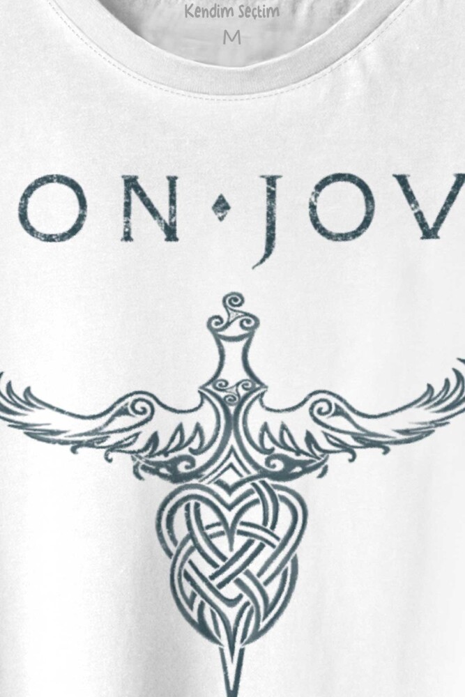 Bon Jovi Rock Music Gitar Müzik Kısa Kollu Baskılı Tişört Unisex T-shirt - 2