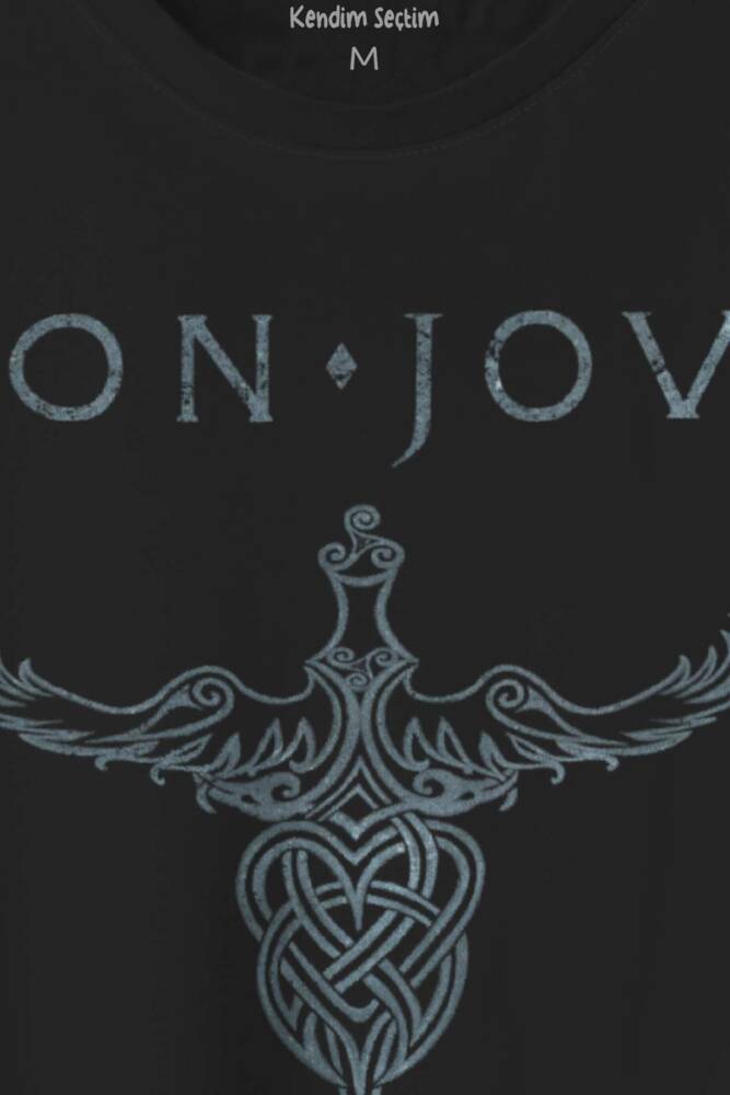 Bon Jovi Rock Music Gitar Müzik Kısa Kollu Baskılı Tişört Unisex T-shirt (1)