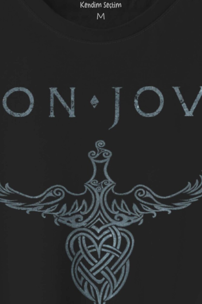Bon Jovi Rock Music Gitar Müzik Kısa Kollu Baskılı Tişört Unisex T-shirt - 2