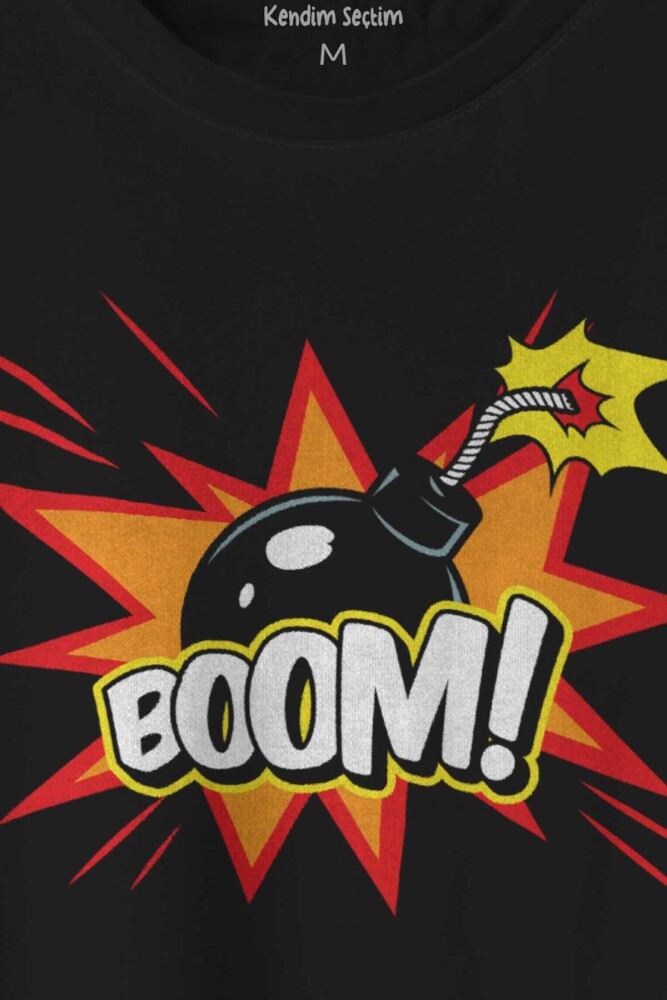Boom Bomba Eğlenceli Funny El Bombası Baskılı Tişört Unisex T-shirt (1)