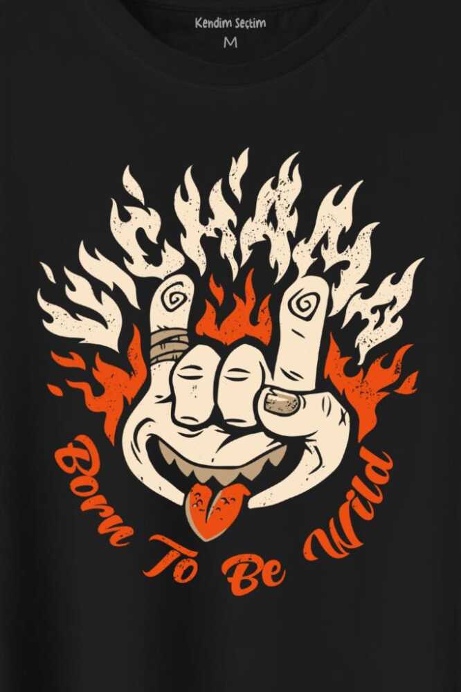 Born To Be Wild Rock And Roll Music Müzik Baskılı Tişört Unisex T-Shirt (1)